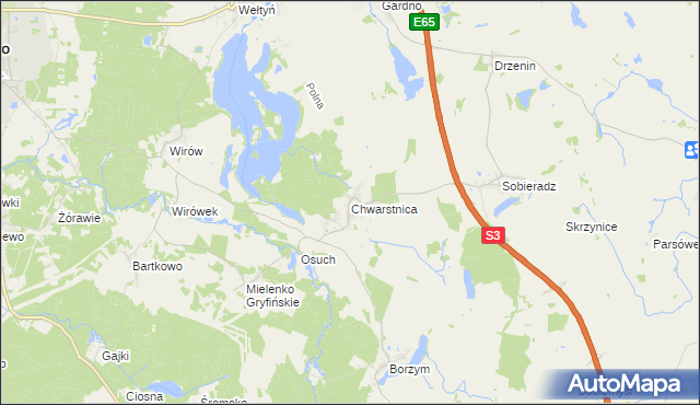 mapa Chwarstnica, Chwarstnica na mapie Targeo