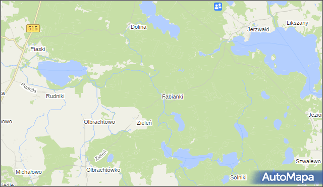 mapa Fabianki gmina Susz, Fabianki gmina Susz na mapie Targeo