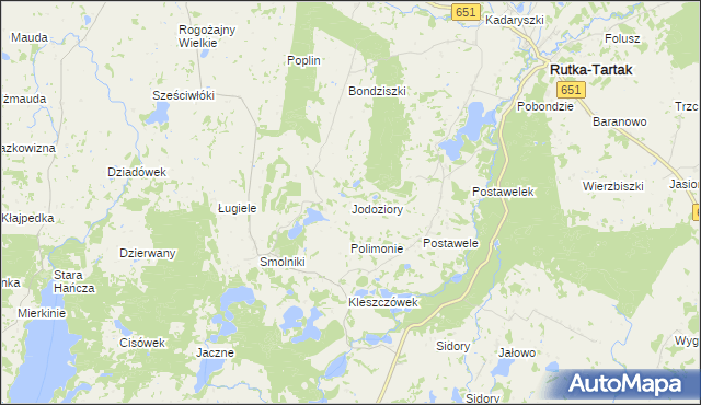 mapa Jodoziory, Jodoziory na mapie Targeo