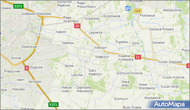 mapa Małęczyn gmina Gózd, Małęczyn gmina Gózd na mapie Targeo