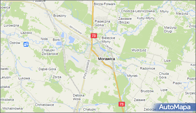 mapa Morawica powiat kielecki, Morawica powiat kielecki na mapie Targeo