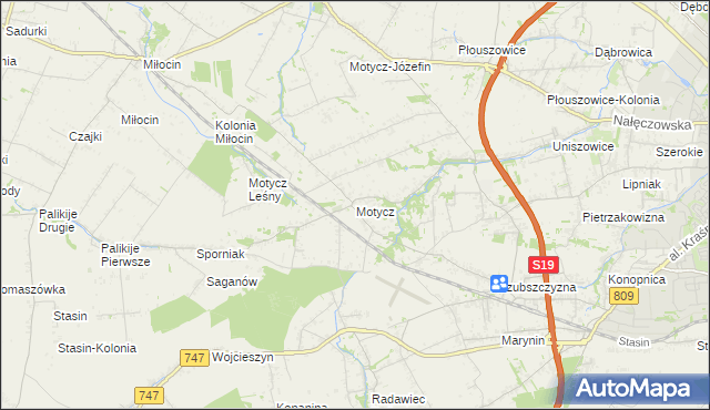 mapa Motycz, Motycz na mapie Targeo