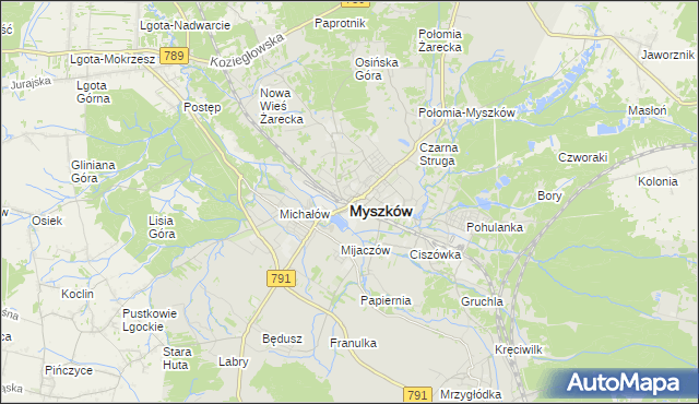 mapa Myszków, Myszków na mapie Targeo