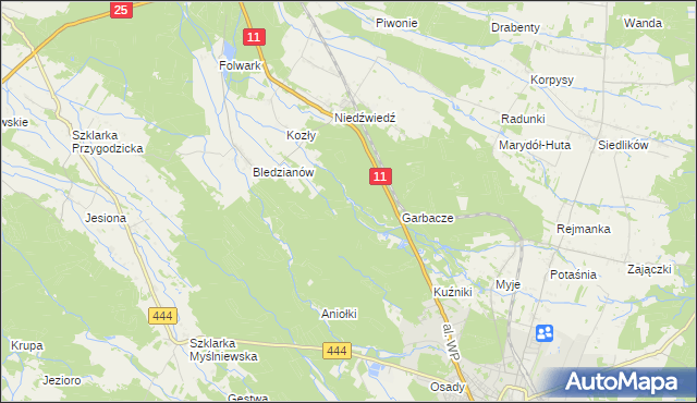 mapa Omieciny, Omieciny na mapie Targeo
