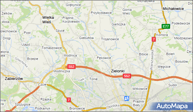 mapa Pękowice, Pękowice na mapie Targeo
