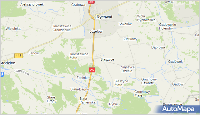 mapa Siąszyce, Siąszyce na mapie Targeo