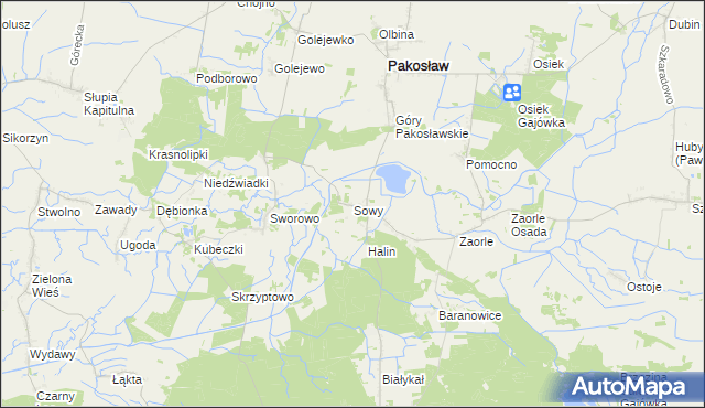 mapa Sowy gmina Pakosław, Sowy gmina Pakosław na mapie Targeo