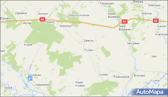 mapa Truszki gmina Piątnica, Truszki gmina Piątnica na mapie Targeo