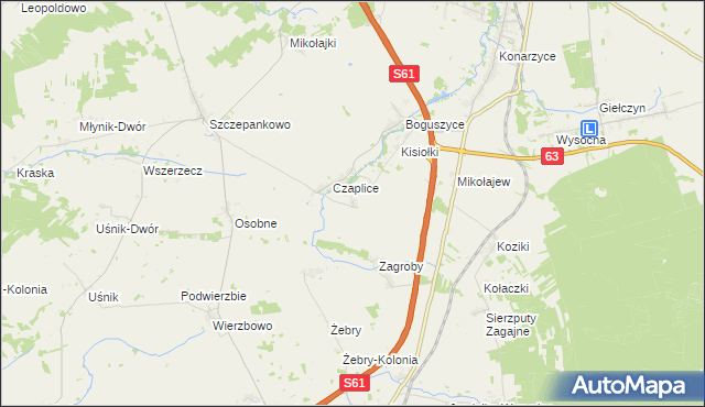 mapa Andrzejki, Andrzejki na mapie Targeo