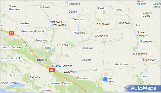 mapa Barcikowo gmina Słupno, Barcikowo gmina Słupno na mapie Targeo