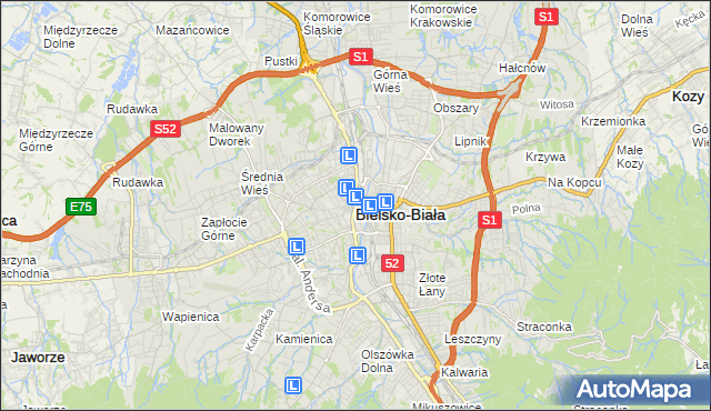 mapa Bielsko-Białej, Bielsko-Biała na mapie Targeo