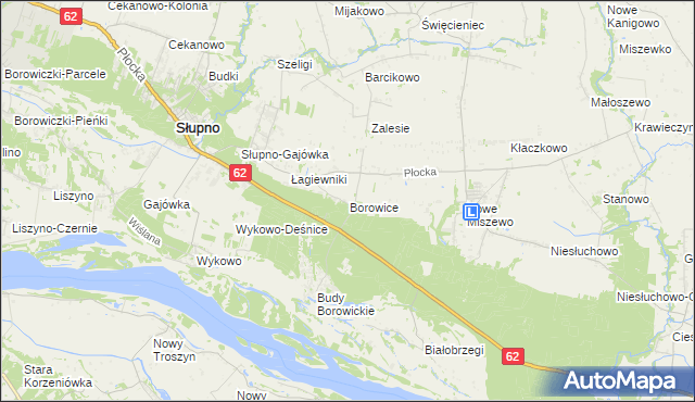 mapa Borowice gmina Bodzanów, Borowice gmina Bodzanów na mapie Targeo