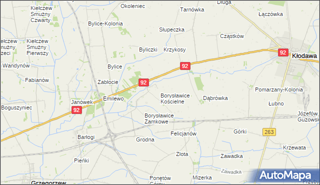 mapa Borysławice Kościelne, Borysławice Kościelne na mapie Targeo