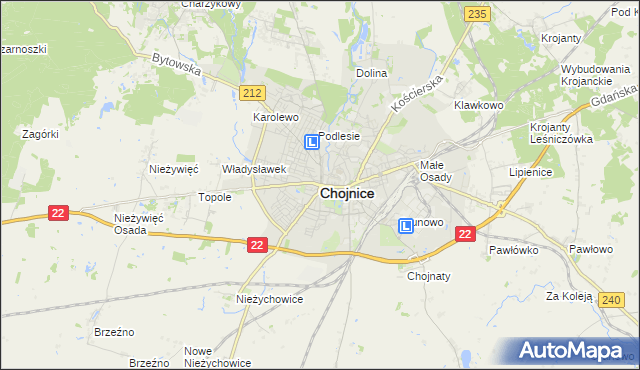 mapa Chojnic, Chojnice na mapie Targeo