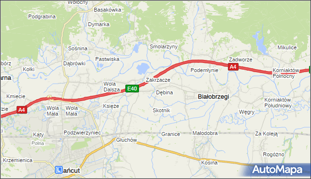 mapa Dębina gmina Białobrzegi, Dębina gmina Białobrzegi na mapie Targeo
