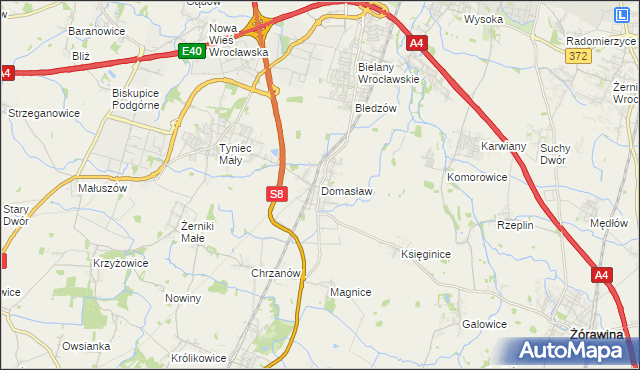 mapa Domasław, Domasław na mapie Targeo