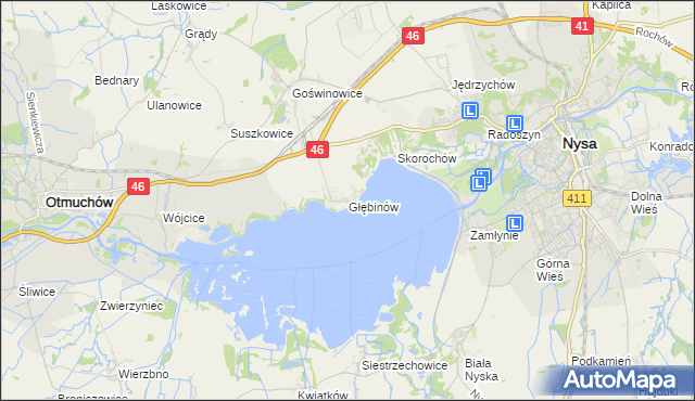 mapa Głębinów, Głębinów na mapie Targeo
