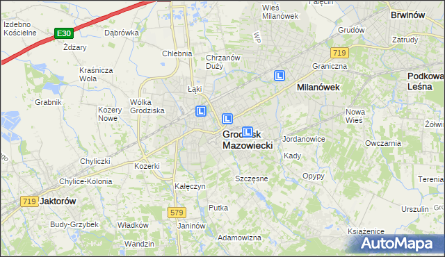 mapa Grodzisk Mazowiecki, Grodzisk Mazowiecki na mapie Targeo