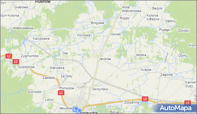 mapa Janików gmina Przysucha, Janików gmina Przysucha na mapie Targeo