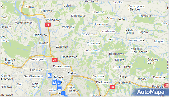 mapa Januszowa, Januszowa na mapie Targeo