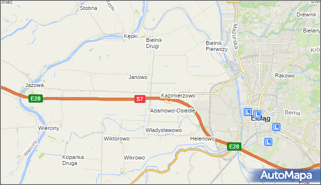 mapa Kazimierzowo gmina Elbląg, Kazimierzowo gmina Elbląg na mapie Targeo