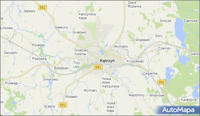 mapa Kętrzyn, Kętrzyn na mapie Targeo