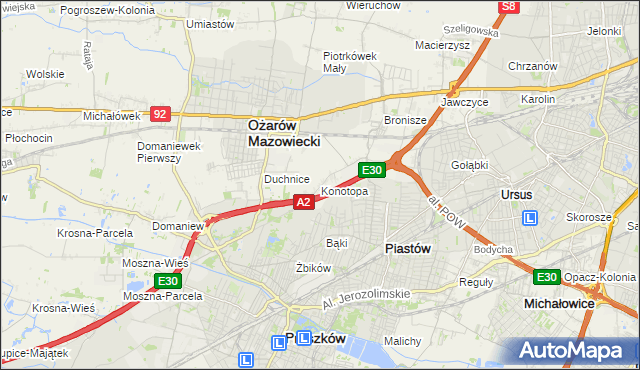 mapa Konotopa gmina Ożarów Mazowiecki, Konotopa gmina Ożarów Mazowiecki na mapie Targeo
