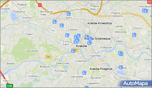 mapa Krakowa, Kraków na mapie Targeo