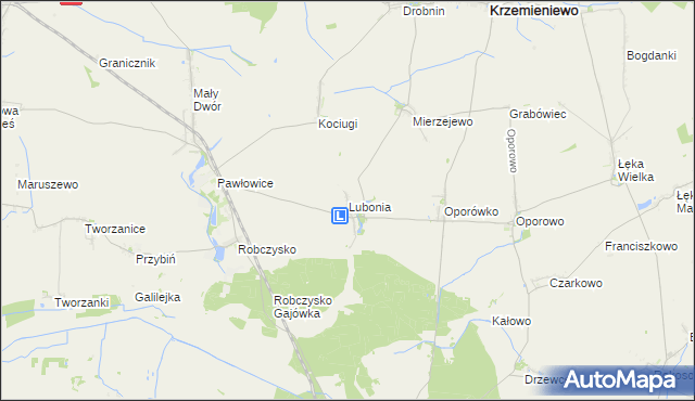 mapa Lubonia gmina Krzemieniewo, Lubonia gmina Krzemieniewo na mapie Targeo