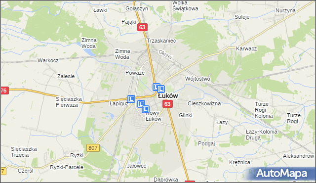 mapa Łuków, Łuków na mapie Targeo