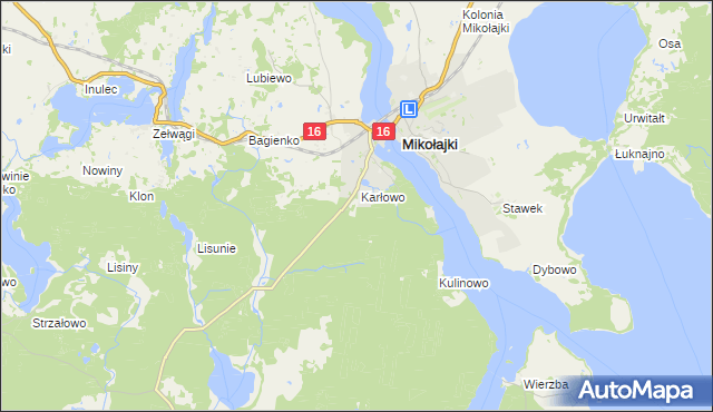 mapa Mikołajki powiat mrągowski, Mikołajki powiat mrągowski na mapie Targeo