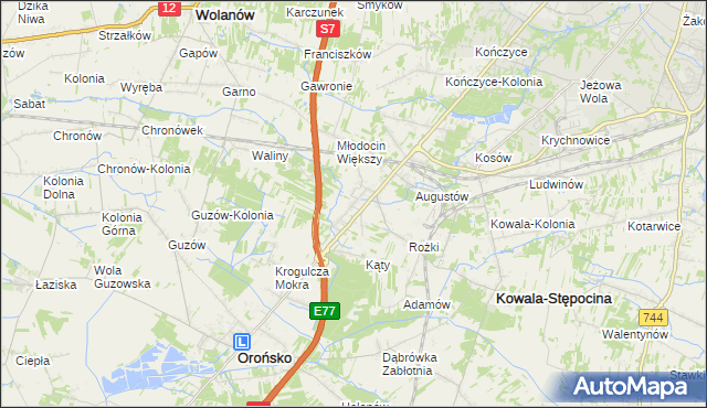 mapa Młodocin Mniejszy, Młodocin Mniejszy na mapie Targeo