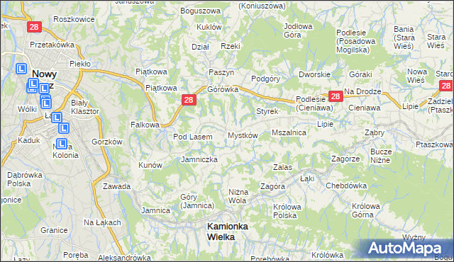 mapa Mystków, Mystków na mapie Targeo