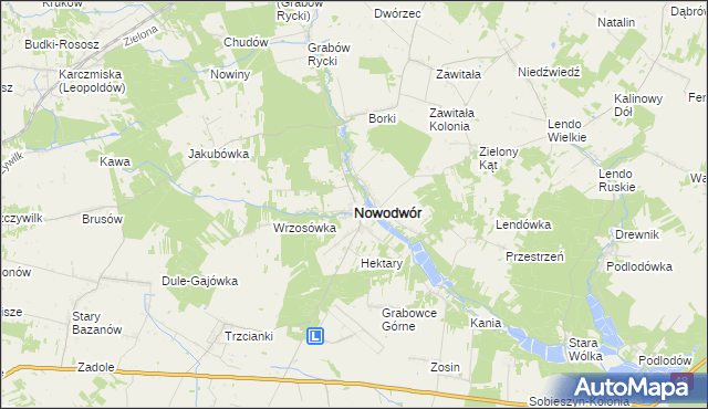 mapa Nowodwór powiat rycki, Nowodwór powiat rycki na mapie Targeo