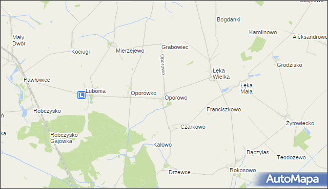 mapa Oporowo gmina Krzemieniewo, Oporowo gmina Krzemieniewo na mapie Targeo