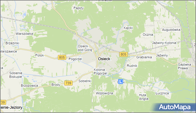 mapa Osieck, Osieck na mapie Targeo