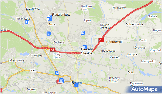 mapa Piekary Śląskie, Piekary Śląskie na mapie Targeo