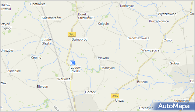 mapa Pławna gmina Strzelin, Pławna gmina Strzelin na mapie Targeo