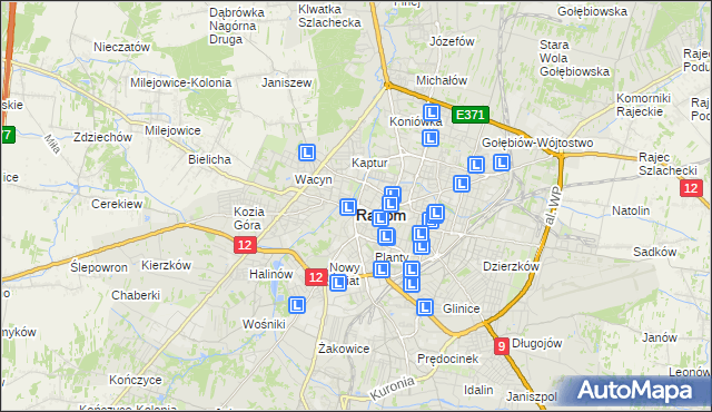 mapa Radomia, Radom na mapie Targeo