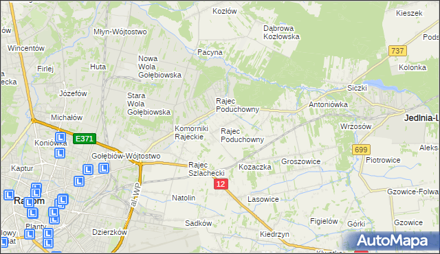 mapa Rajec Poduchowny, Rajec Poduchowny na mapie Targeo