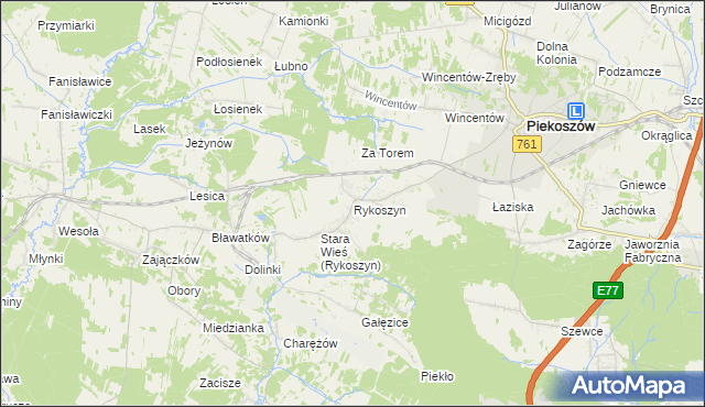 mapa Rykoszyn, Rykoszyn na mapie Targeo