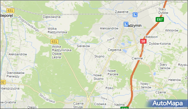 mapa Słupno gmina Radzymin, Słupno gmina Radzymin na mapie Targeo