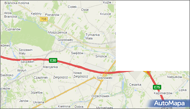 mapa Smolice gmina Stryków, Smolice gmina Stryków na mapie Targeo