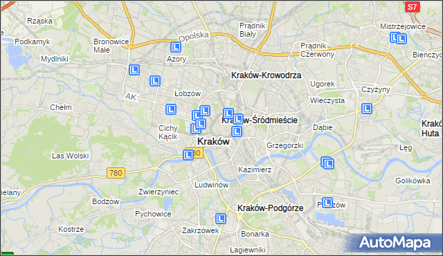 mapa Stare Miasto gmina Kraków, Stare Miasto gmina Kraków na mapie Targeo