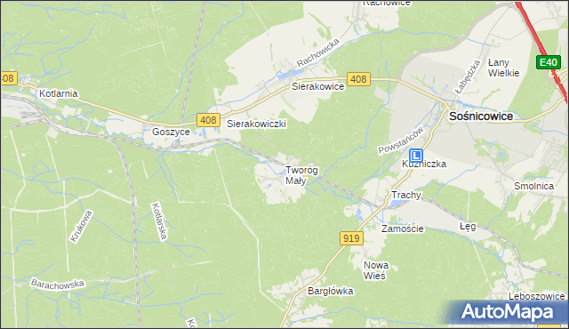 mapa Tworóg Mały, Tworóg Mały na mapie Targeo