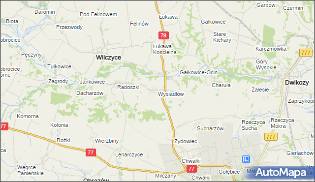 mapa Wysiadłów, Wysiadłów na mapie Targeo