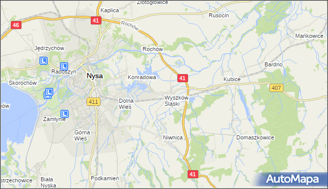 mapa Wyszków Śląski, Wyszków Śląski na mapie Targeo