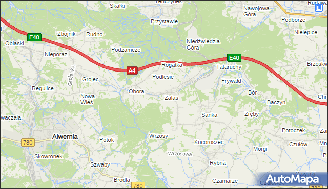 mapa Zalas gmina Krzeszowice, Zalas gmina Krzeszowice na mapie Targeo