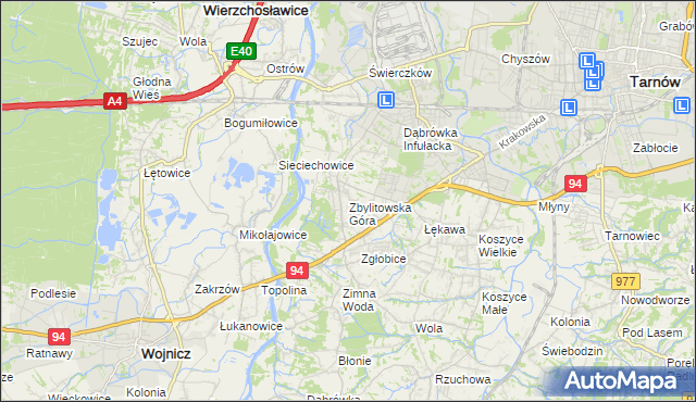 mapa Zbylitowska Góra, Zbylitowska Góra na mapie Targeo