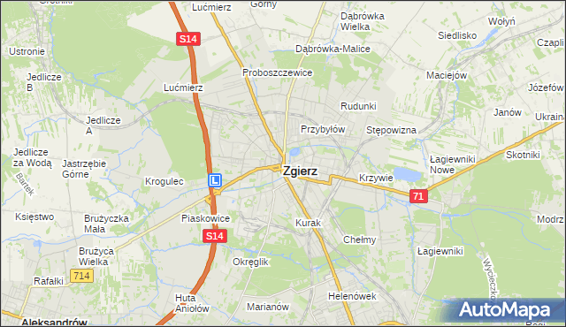 mapa Zgierz, Zgierz na mapie Targeo